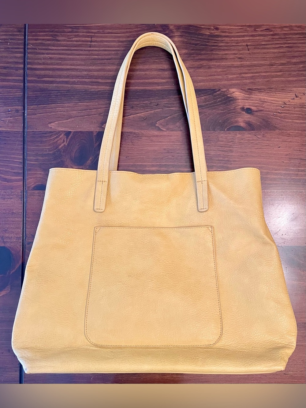 Charlie North/South Vegan Leather Tote Bag by joy susan - Mellow Yellow